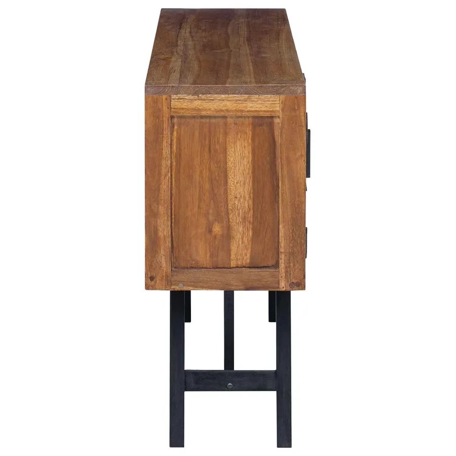 Meuble TV Naturel 110 x 30 x 75 cm Bois de teck massif - 7
