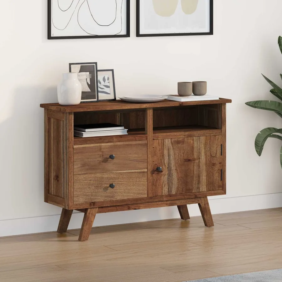 Buffet avec tiroir Naturel 100 x 30 x 68 cm Bois de teck massif