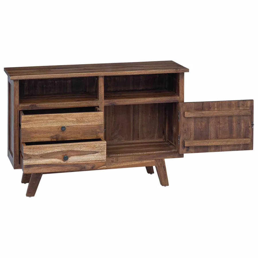 Buffet avec tiroir Naturel 100 x 30 x 68 cm Bois de teck massif - 5