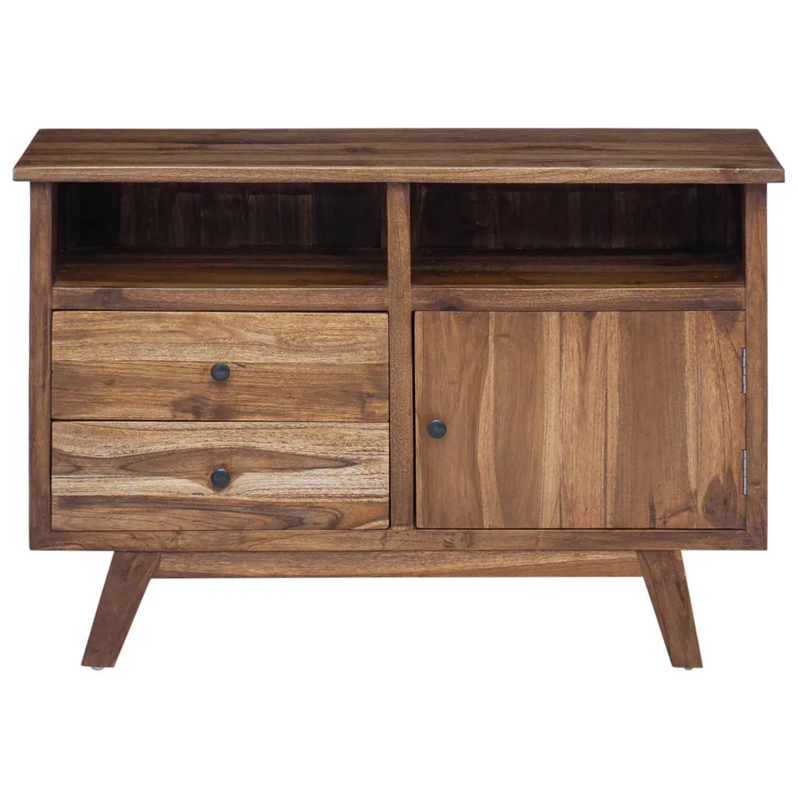 Buffet avec tiroir Naturel 100 x 30 x 68 cm Bois de teck massif - 6