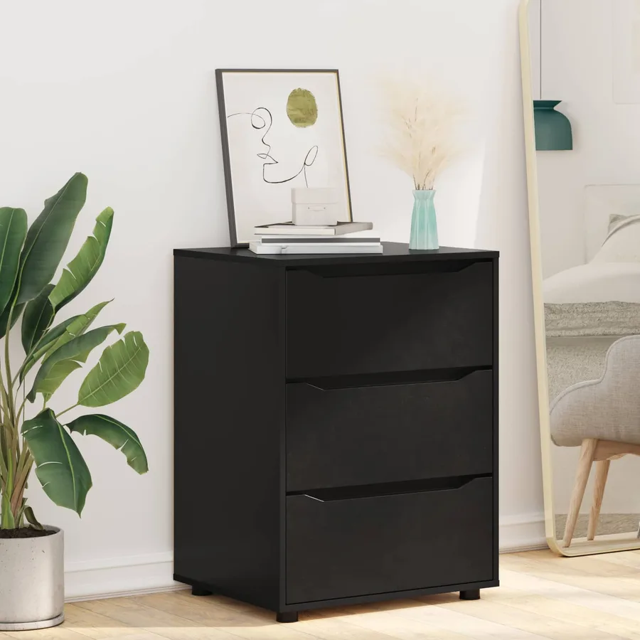 Armoire de rangement Noir 60 x 48 x 81 cm Bois d'ingénierie - 6