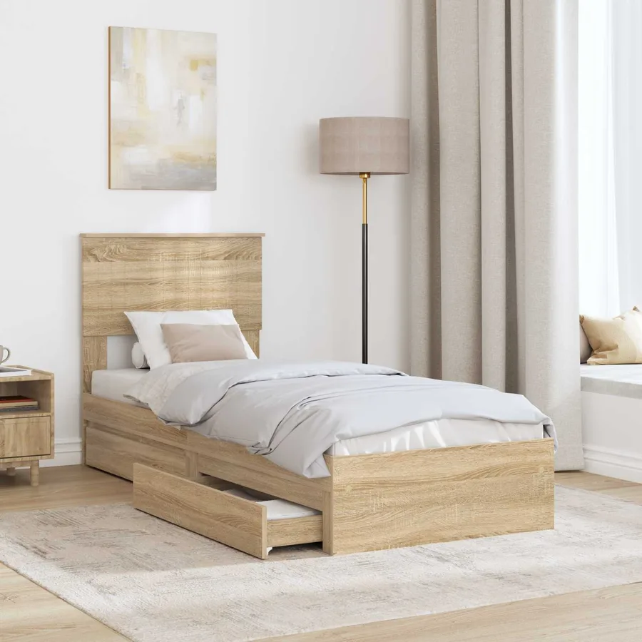Lit de Rangement Chêne Sonoma 75 x 190 cm Bois d'ingénierie - 3
