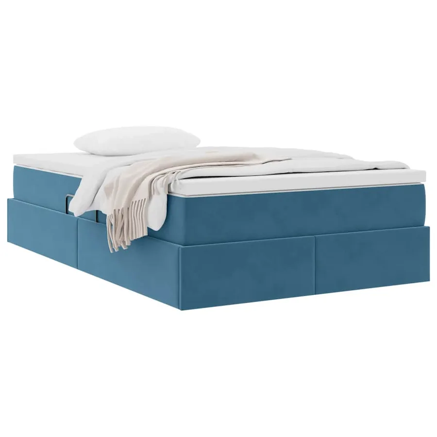 Lit avec rangement et matelas Bleu foncé 120 x 200 cm Velours - 3