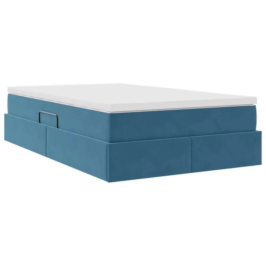 Lit avec rangement et matelas Bleu foncé 120 x 200 cm Velours - 8