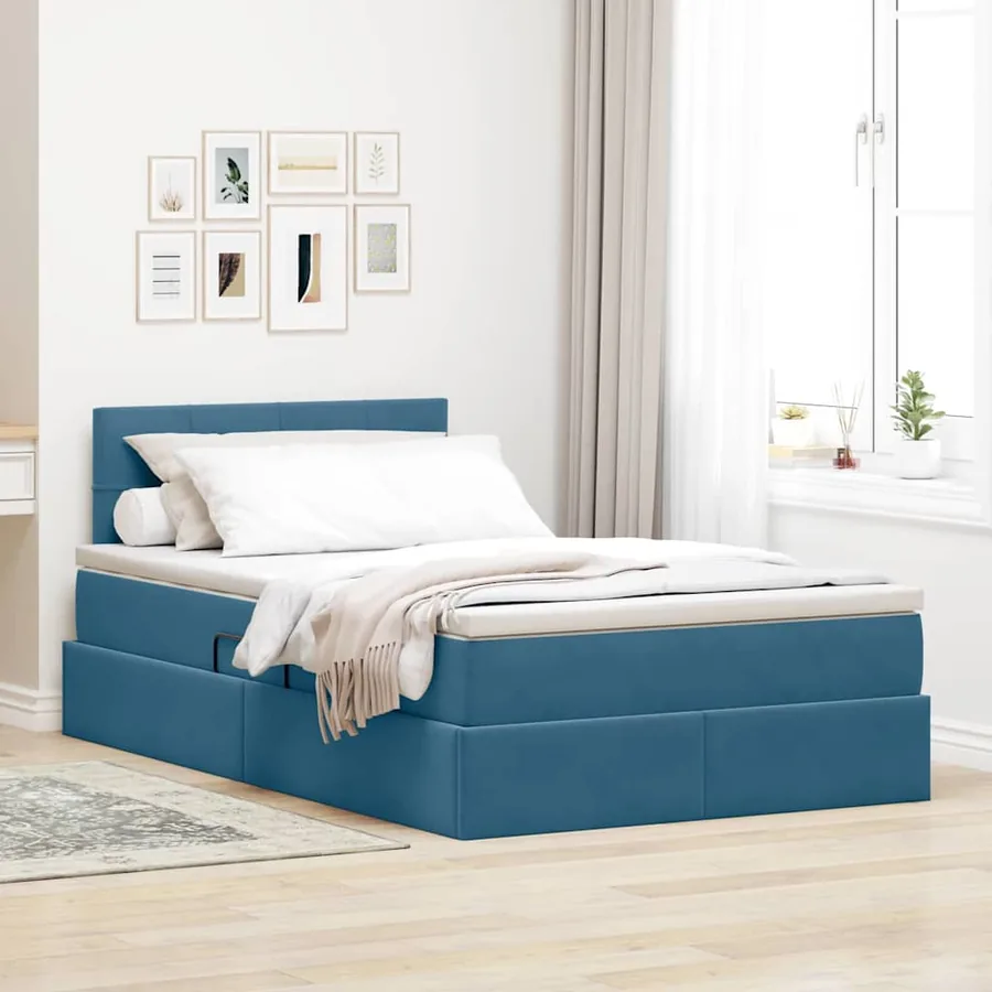 Lit de rangement LED avec matelas Bleu foncé 120 x 200 cm