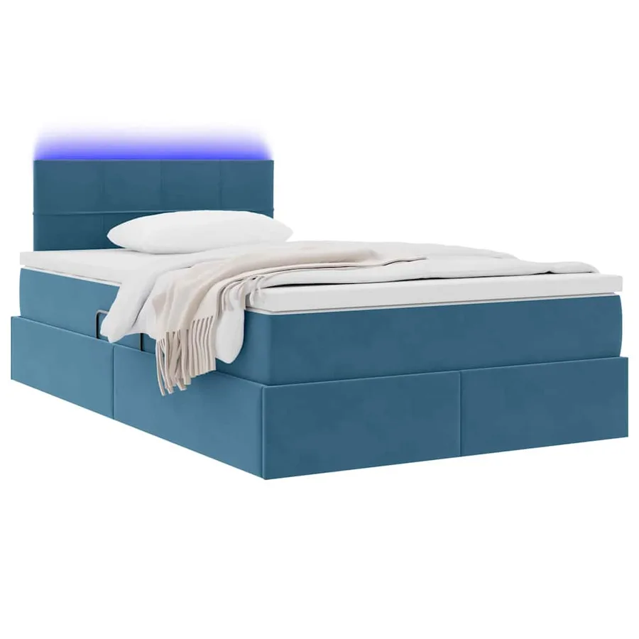 Lit de rangement LED avec matelas Bleu foncé 120 x 200 cm - 3