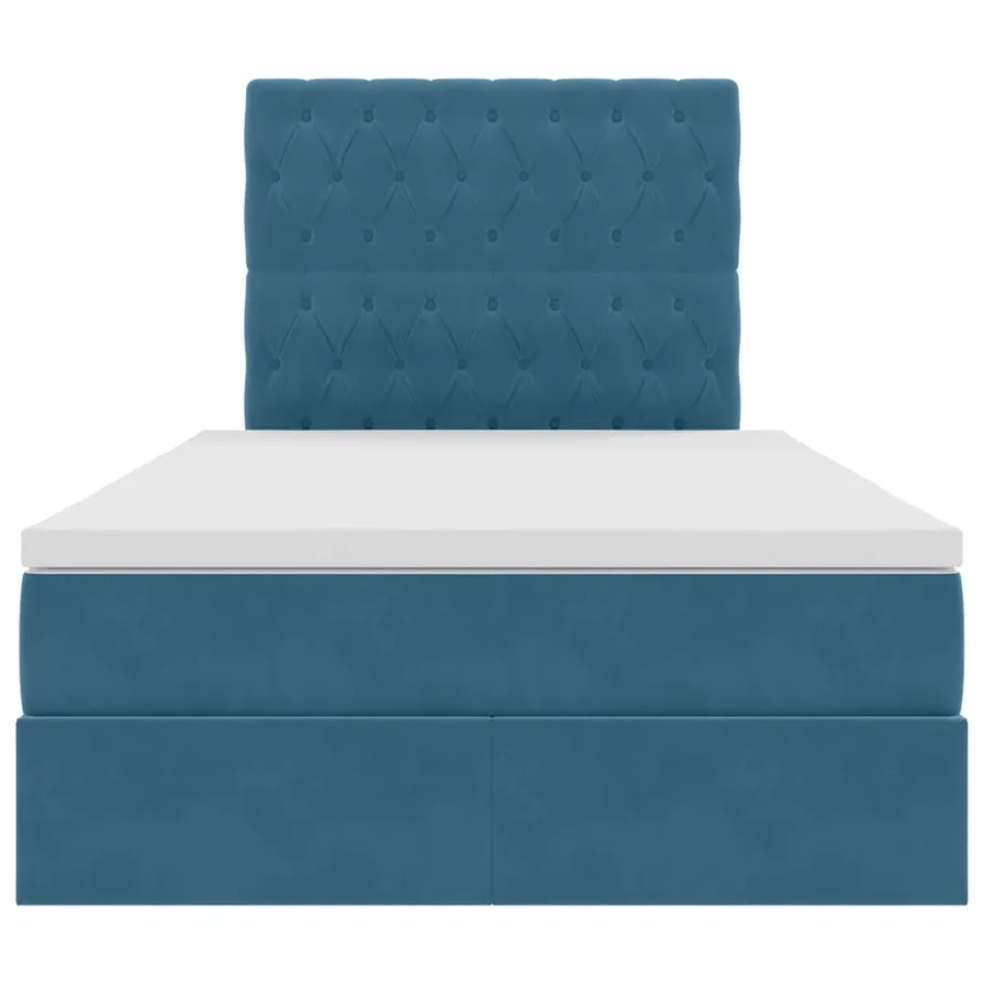 Lit avec rangement et matelas Bleu foncé 120 x 200 cm Velours - 7