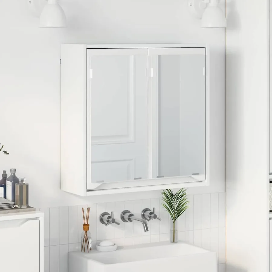 Armoire Miroir de Salle de Bain Blanc brillant 60 x 20 x 60 cm