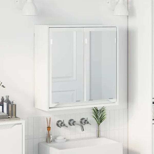 Armoire Miroir de Salle de Bain Blanc brillant 60 x 20 x 60 cm