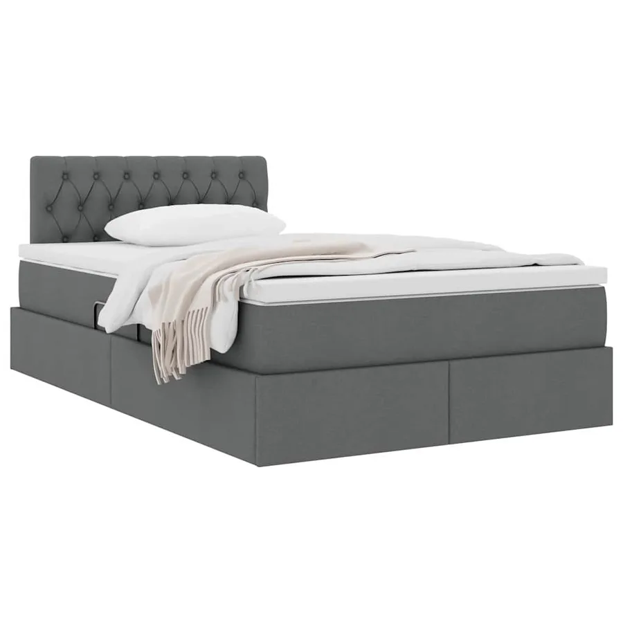Lit avec rangement et matelas Gris foncé 120 x 190 cm - 3