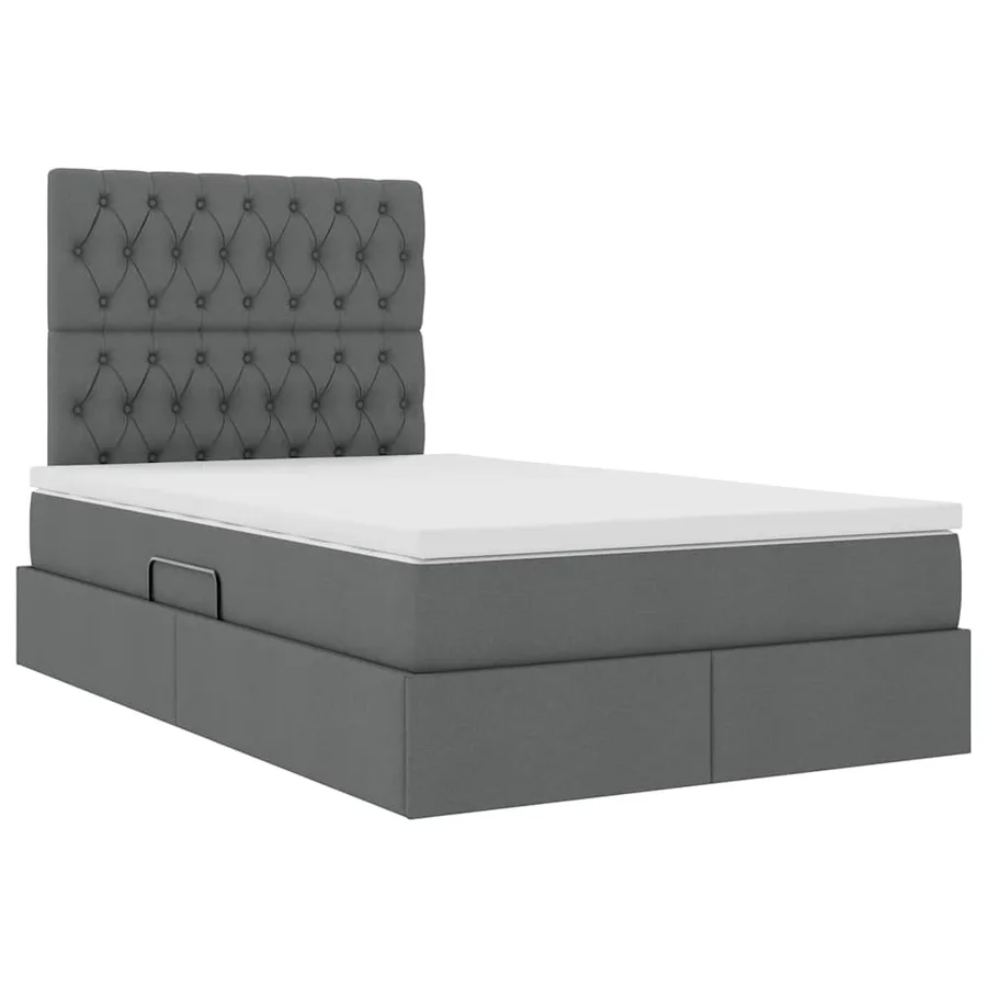 Lit de rangement LED avec matelas Gris foncé 120 x 190 cm Tissu - 6