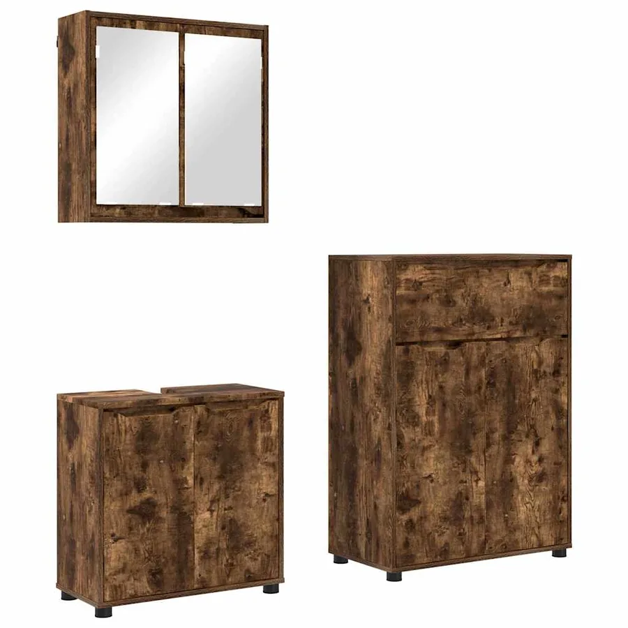 Ensemble de mobilier de salle de bain 3 pcs Chêne fumé - 2