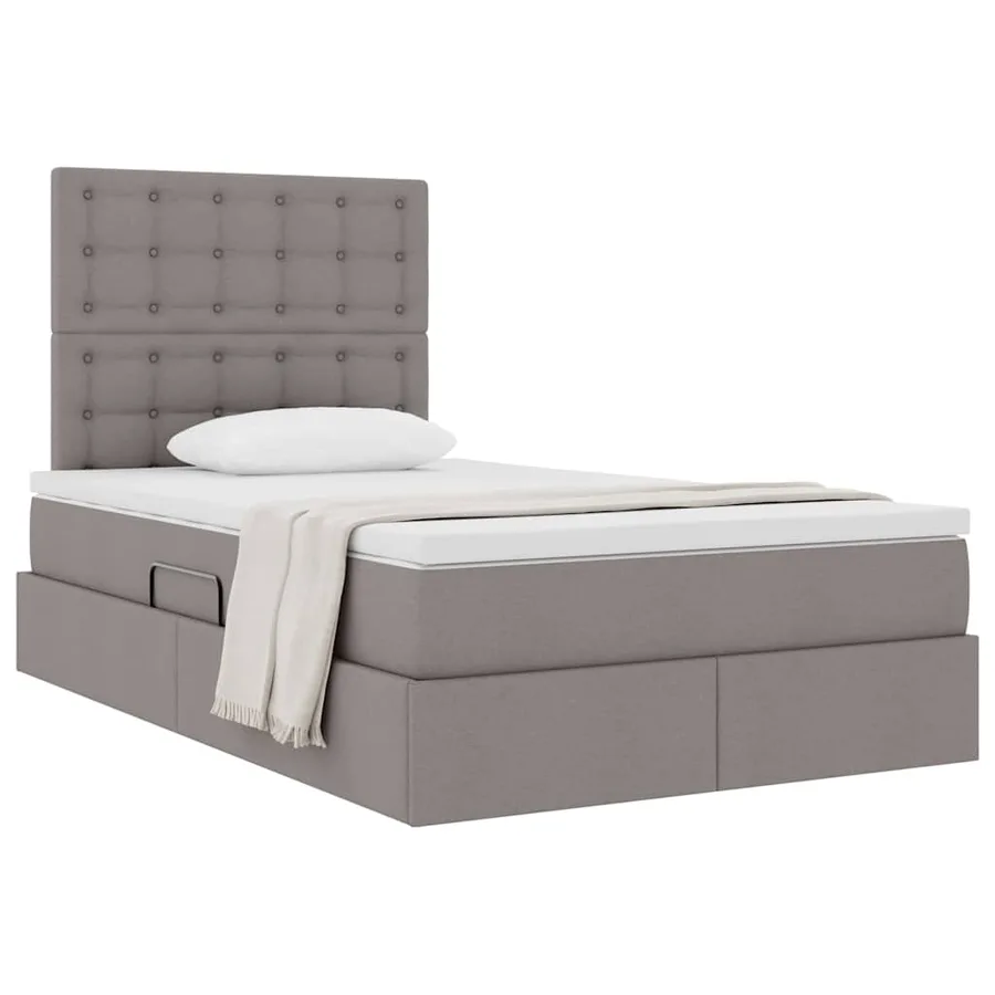 Lit avec rangement et matelas Taupe 120 x 200 cm tissu - 3