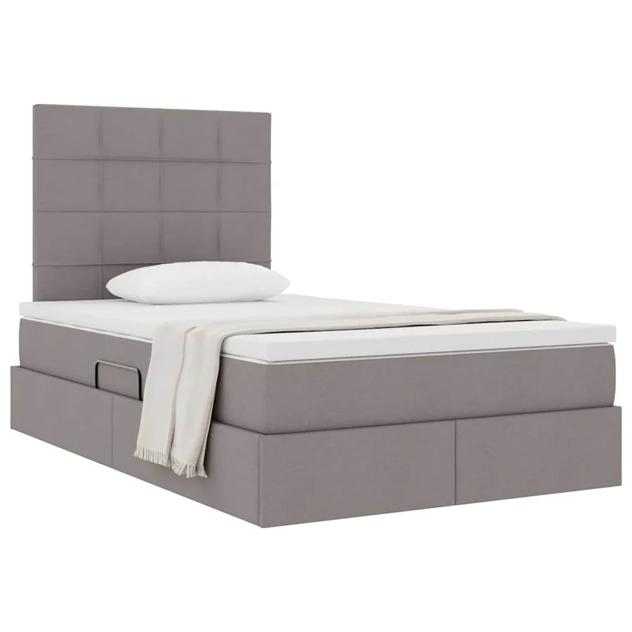 Lit avec rangement et matelas Taupe 120 x 200 cm tissu - 3