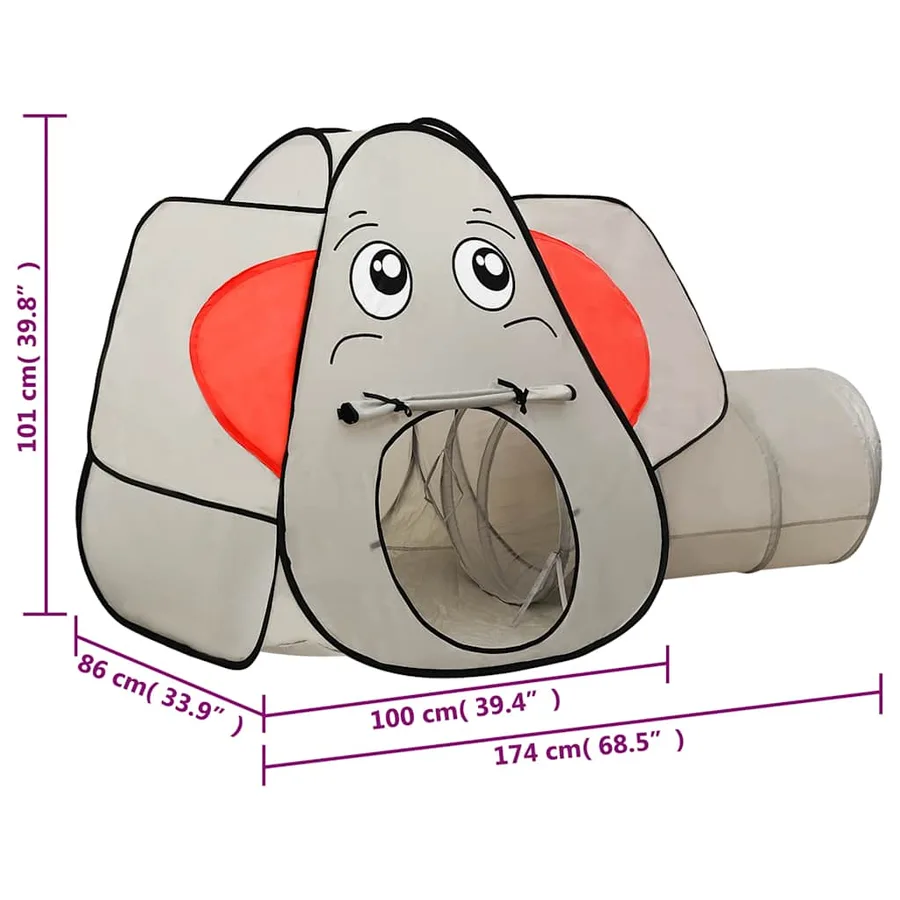 Tente de jeu pour enfants Éléphant Gris 174x86x101 cm - 9
