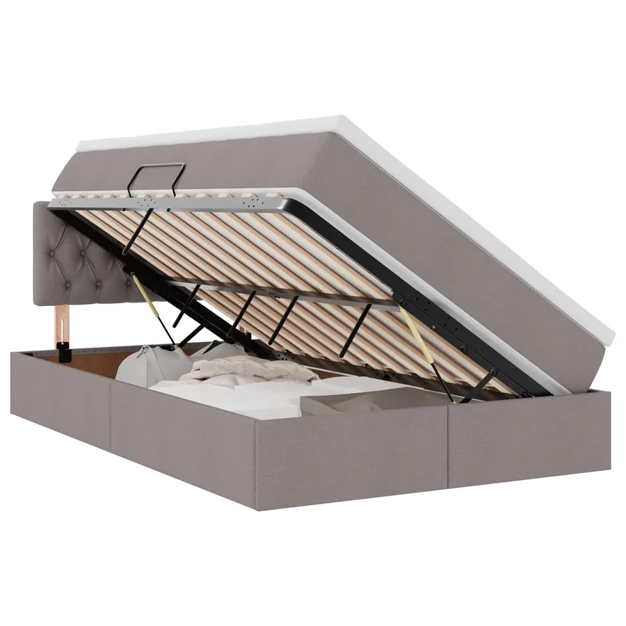 Lit avec rangement et matelas avec matelas Taupe 120 x 200 cm - 2