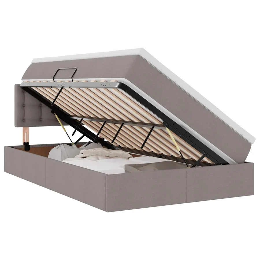 Lit avec rangement et matelas avec matelas Taupe 120 x 200 cm - 2
