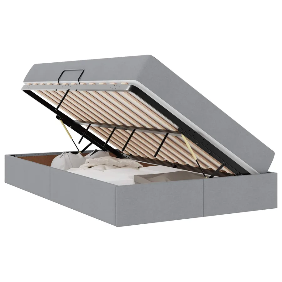 Lit avec rangement et matelas Gris clair 120 x 200 cm Polyester - 2