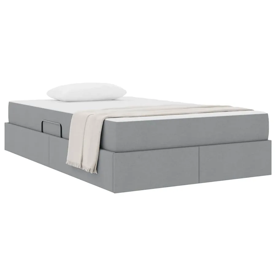 Lit avec rangement et matelas Gris clair 120 x 200 cm Polyester - 3