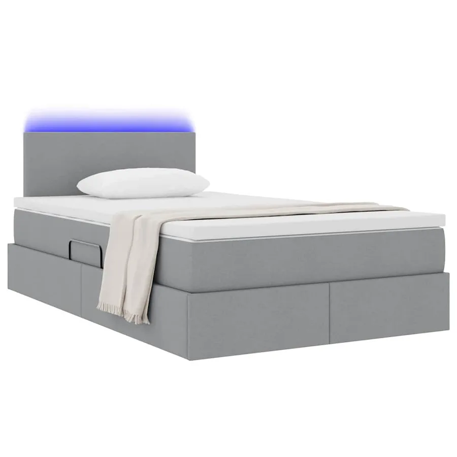 Lit de rangement LED avec matelas Gris clair 120 x 200 cm Tissu - 3