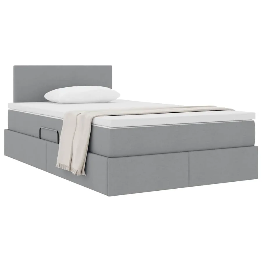 Lit avec rangement et matelas Gris clair 120 x 200 cm - 3