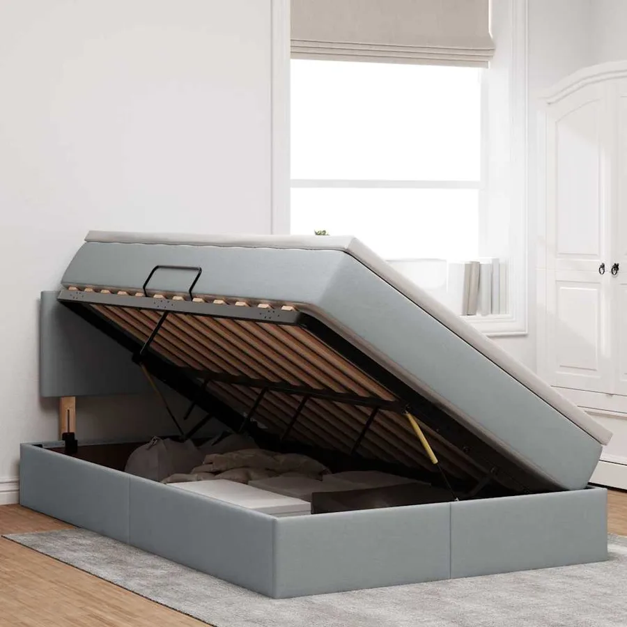 Lit avec rangement et matelas Gris clair 120 x 200 cm - 4