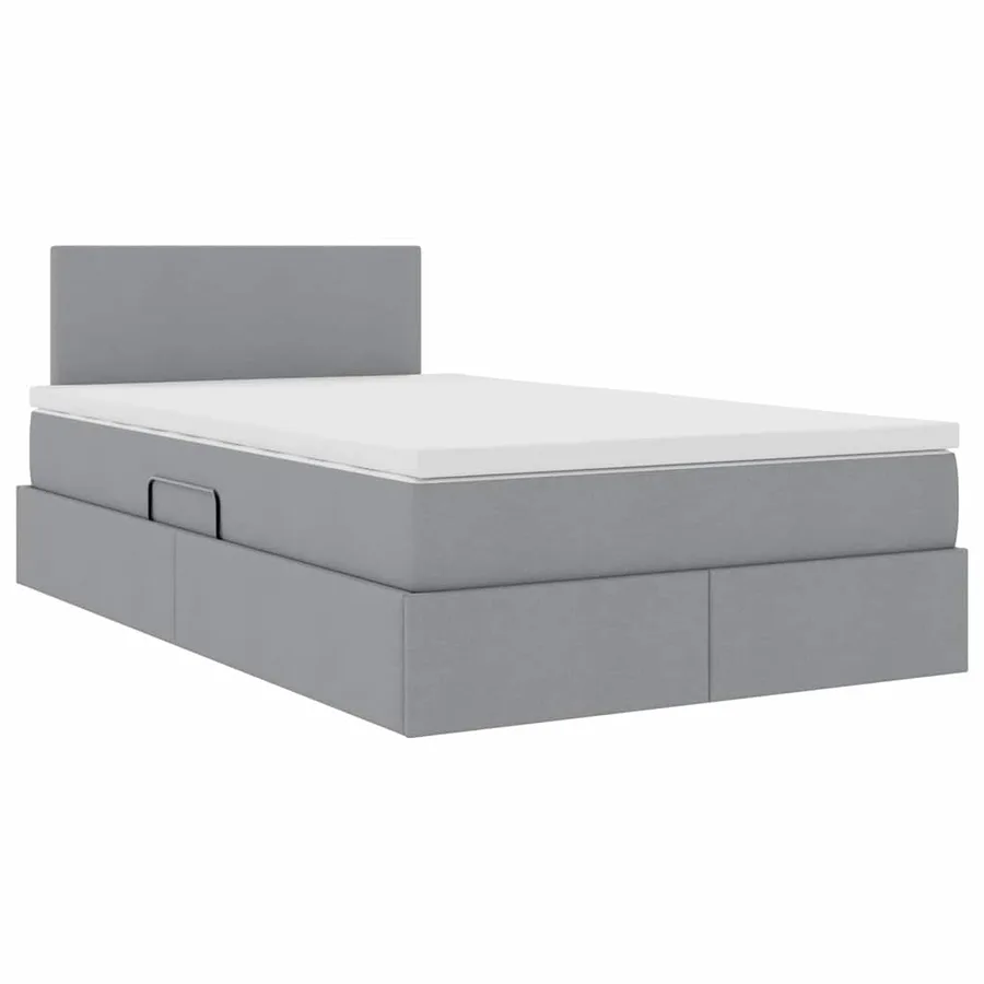 Lit avec rangement et matelas Gris clair 120 x 200 cm - 5
