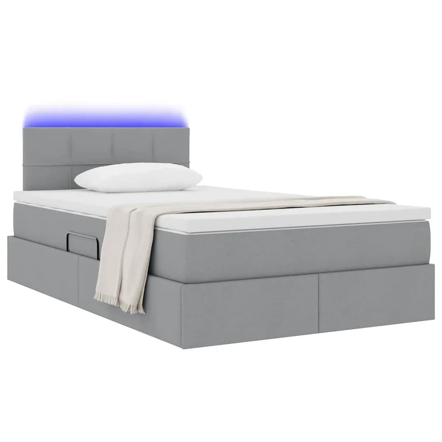 Lit de rangement LED avec matelas Gris clair 120 x 200 cm Tissu - 3