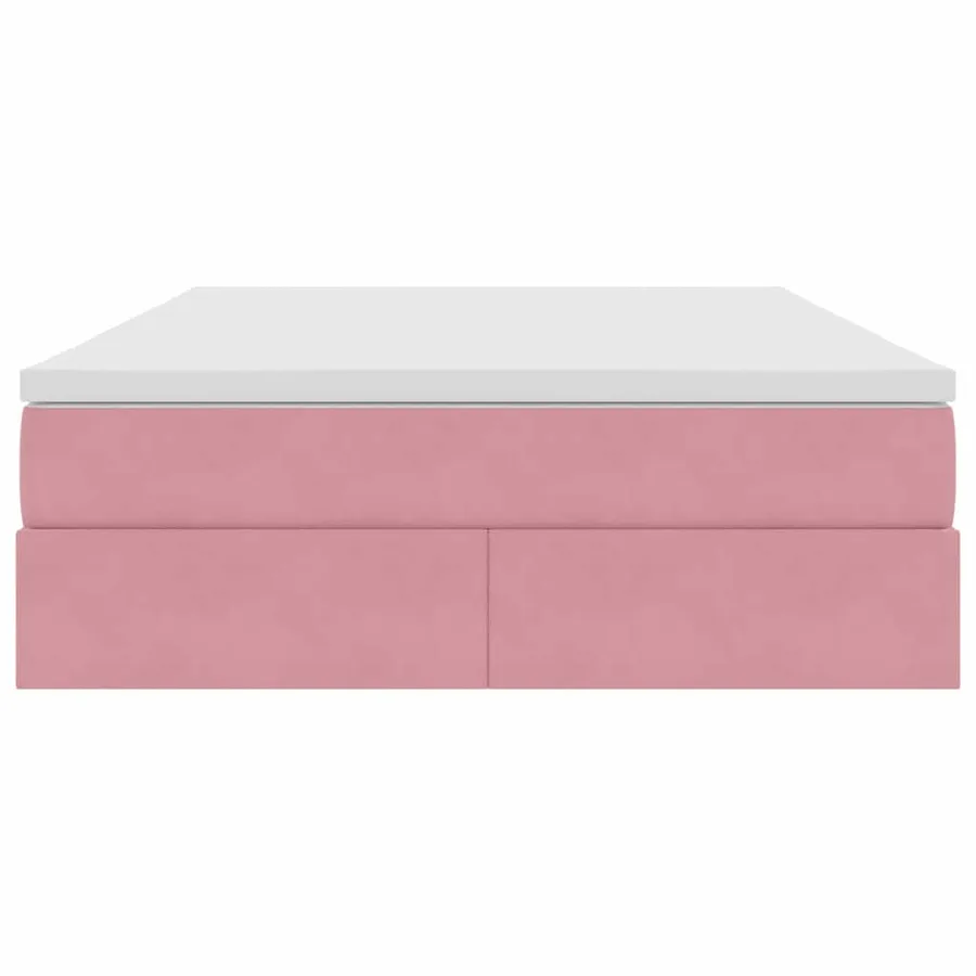 Lit avec rangement et matelas Rose 140 x 190 cm Velours - 7