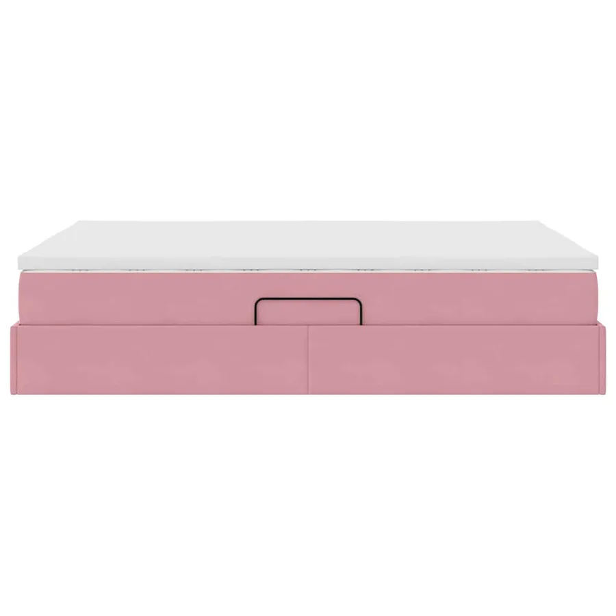 Lit avec rangement et matelas Rose 140 x 190 cm Velours - 9