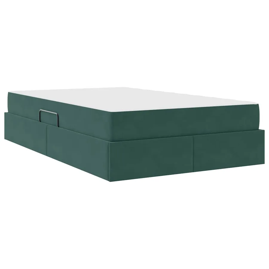 Lit avec rangement et matelas Vert foncé 120 x 200 cm Velours - 10