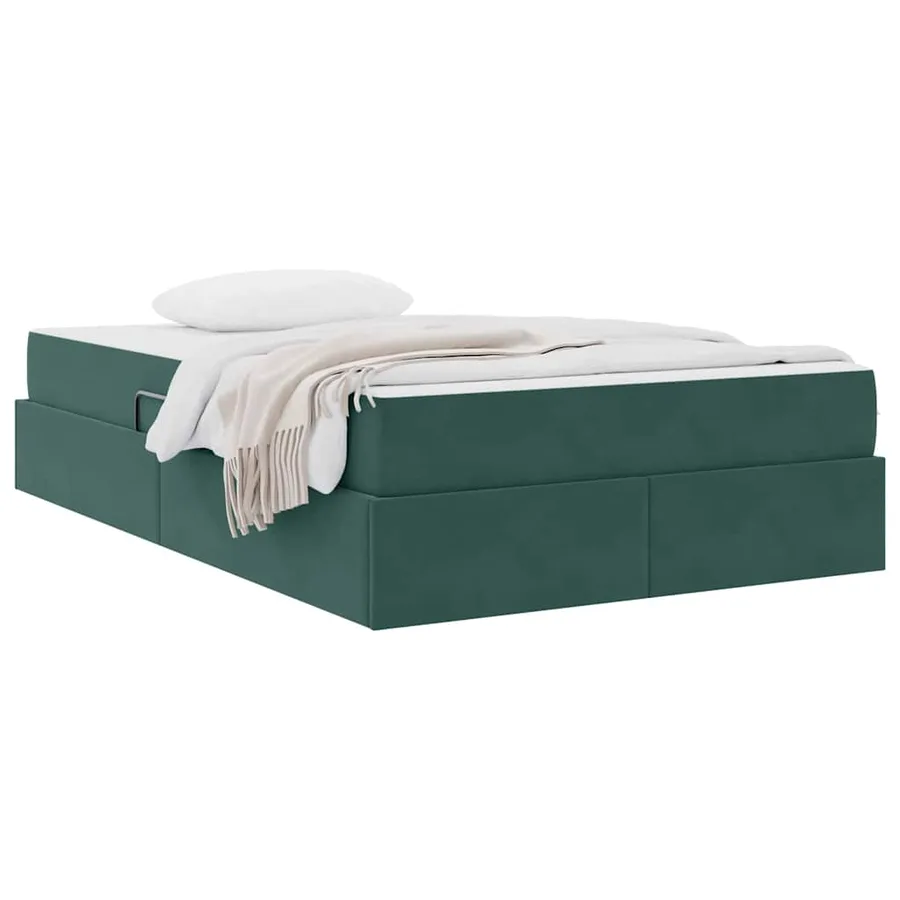 Lit avec rangement et matelas Vert foncé 120 x 200 cm Velours - 3