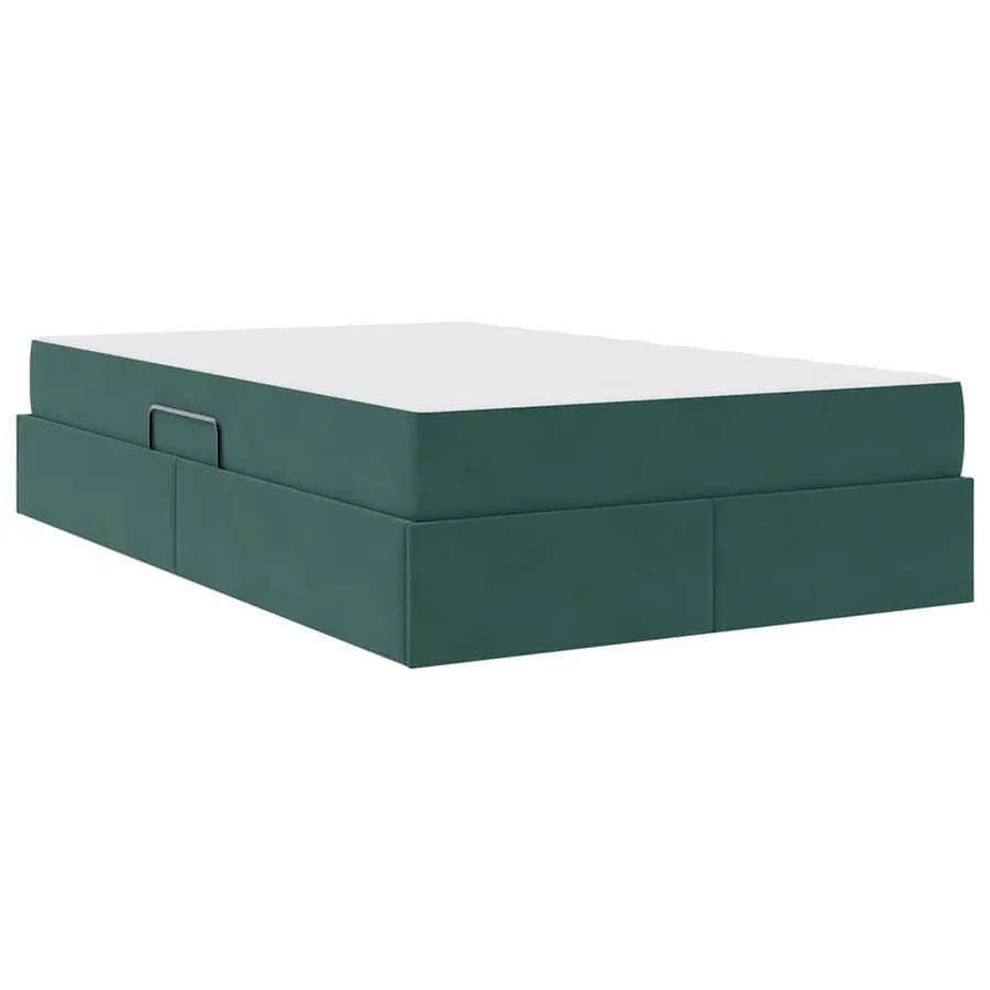Lit avec rangement et matelas Vert foncé 120 x 200 cm Velours - 5