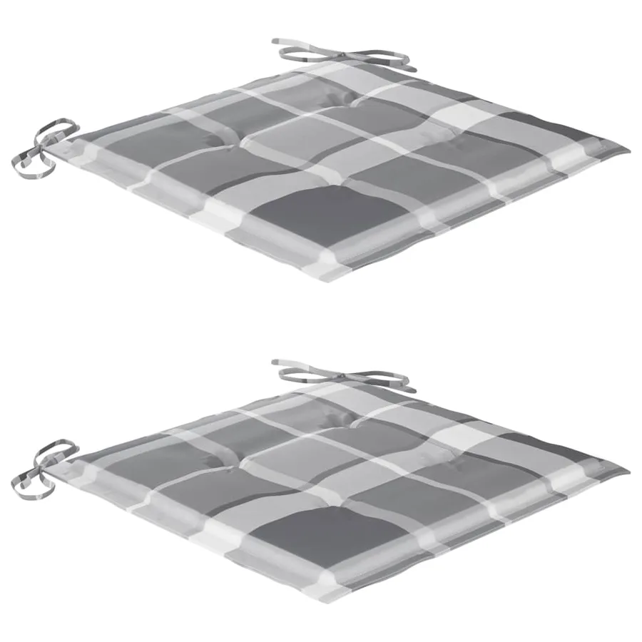 Chaises de jardin lot de 2 avec coussins à carreaux gris Teck - 6