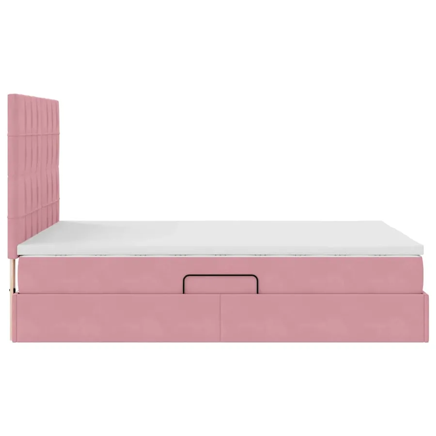 Lit avec rangement et matelas Rose 140 x 190 cm Velours - 10