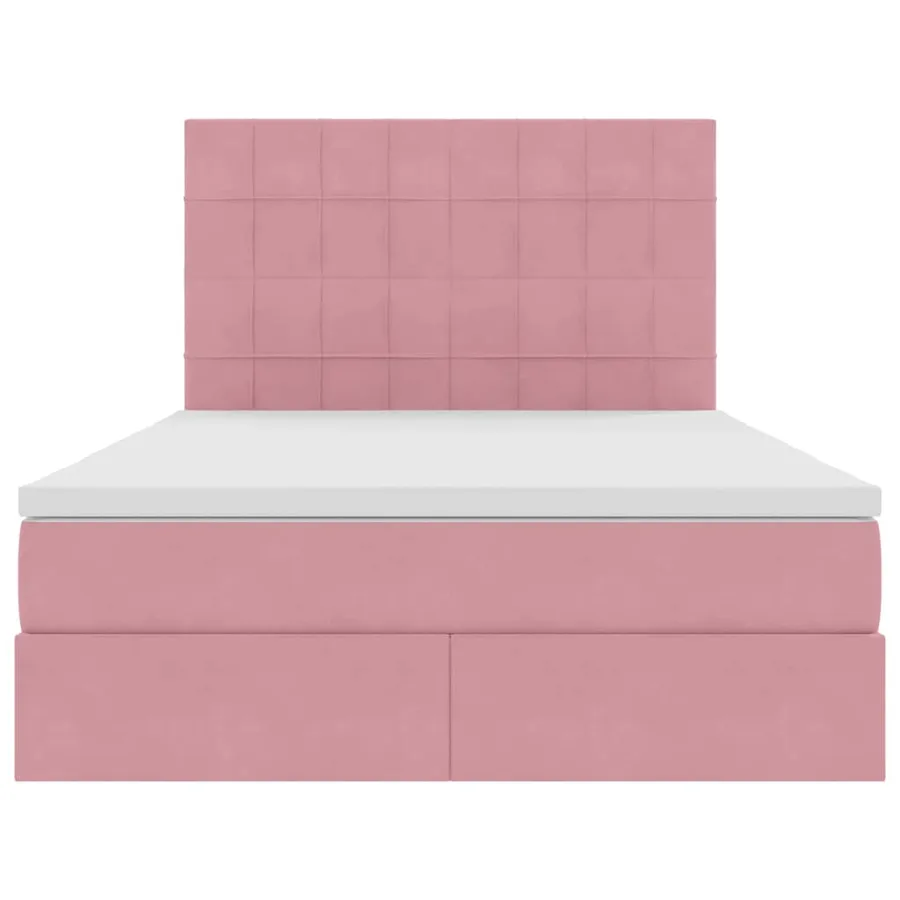 Lit avec rangement et matelas Rose 140 x 190 cm Velours - 7