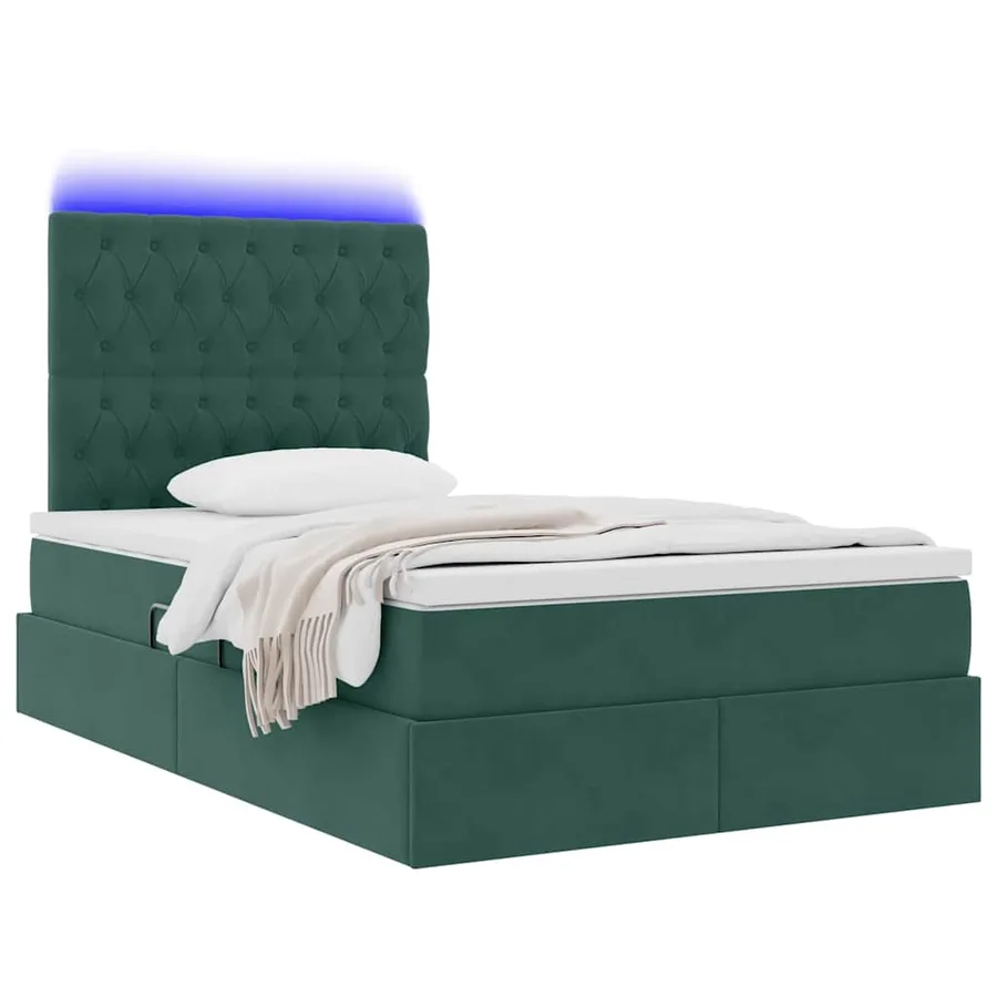 Lit de rangement LED avec matelas Vert foncé 120 x 200 cm - 3
