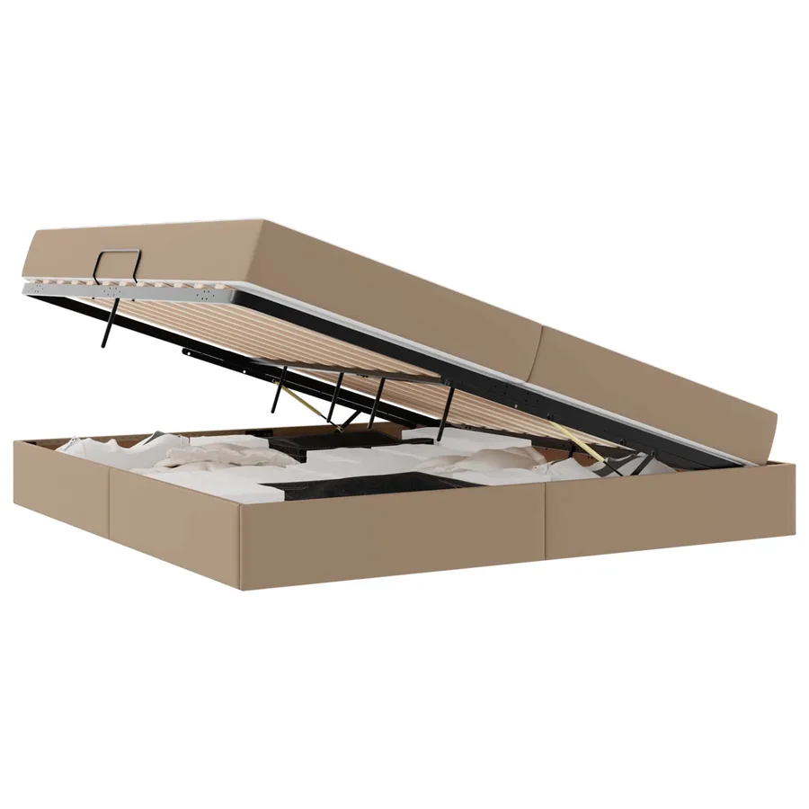 Lit avec rangement et matelas 2 pcs Cappuccino Cuir - 2
