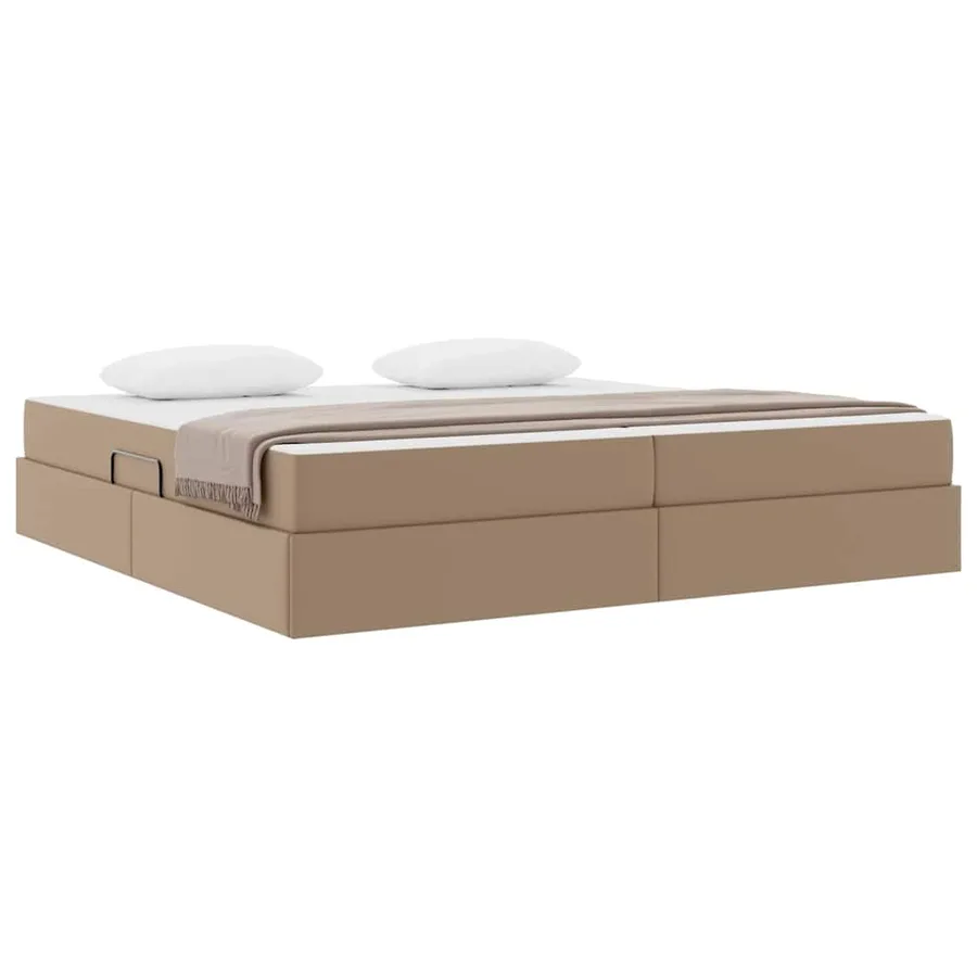 Lit avec rangement et matelas 2 pcs Cappuccino Cuir - 3