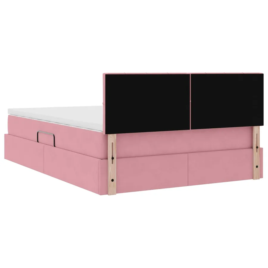 Lit de rangement LED avec matelas Rose 140 x 190 cm Velours - 12