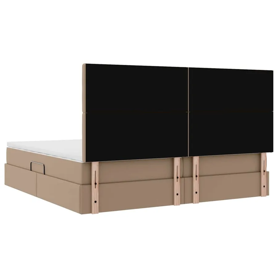 Lit avec rangement et LED Cappuccino 200 x 200 cm Simili cuir - 12