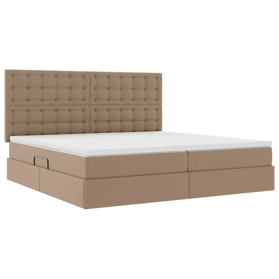 Lit avec rangement et LED Cappuccino 200 x 200 cm Simili cuir - 6