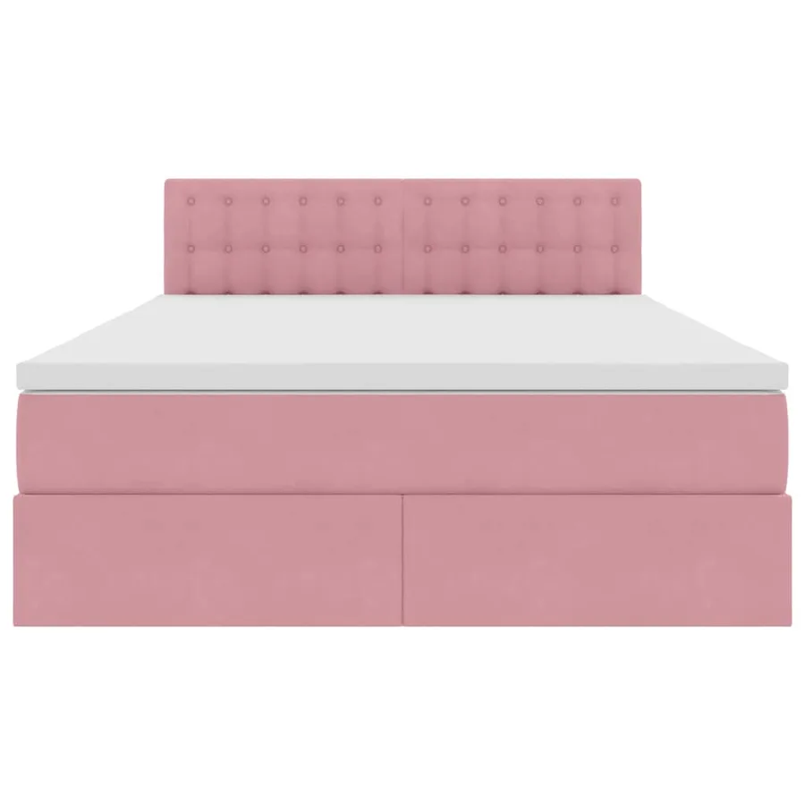 Lit de Rangement avec matelas Rose 140 x 190 cm Velours - 7