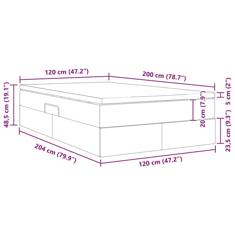 Lit avec rangement et matelas Crème 120 x 200 cm Polyester - 13