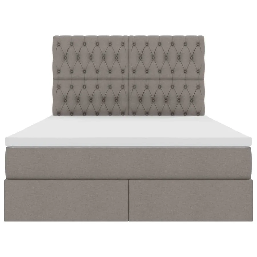 Lit avec rangement et matelas Taupe 140 x 190 cm tissu - 7