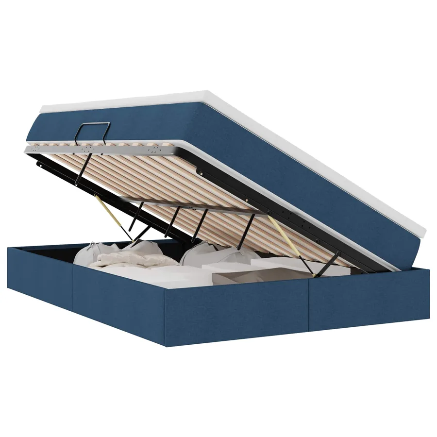 Lit avec rangement et matelas Bleu 140 x 190 cm Polyester - 2
