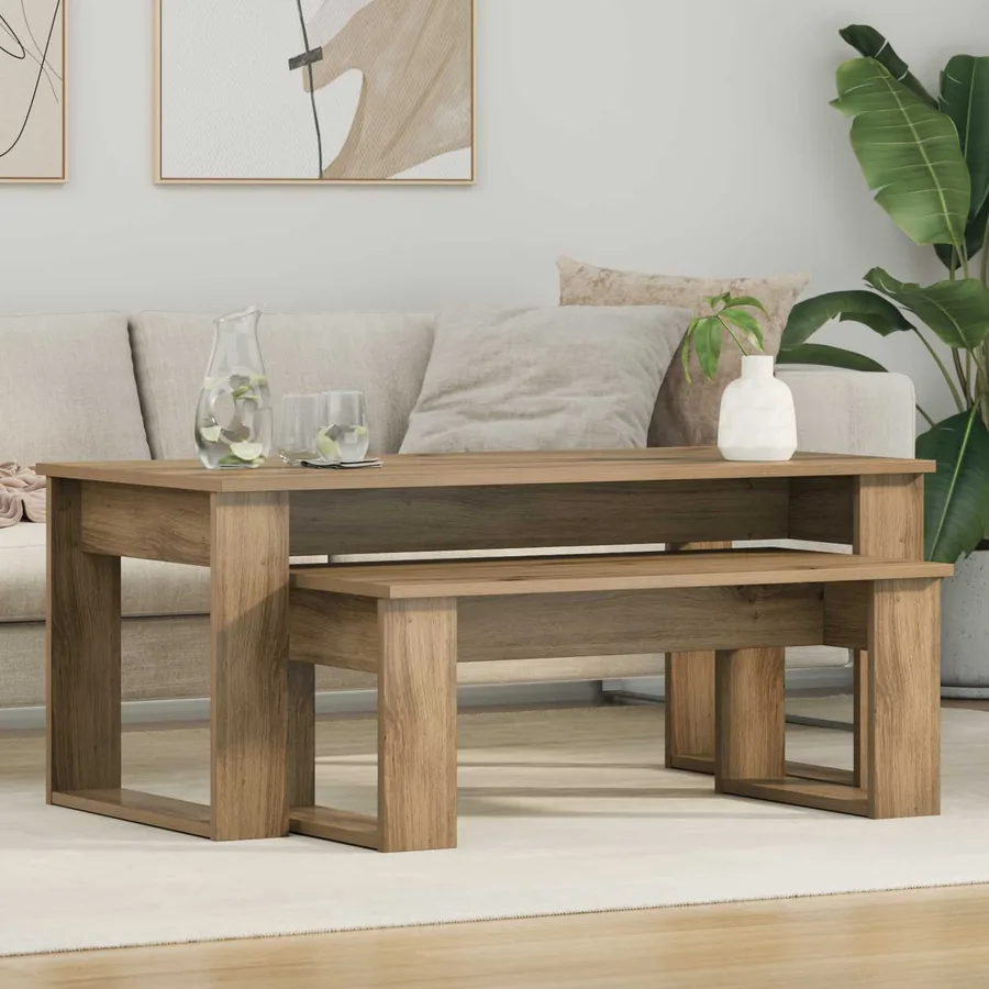 Ensemble de tables basses 2 pcs Chêne artisanal
