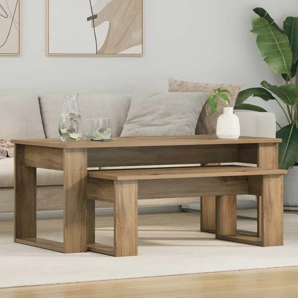 Ensemble de tables basses 2 pcs Chêne artisanal