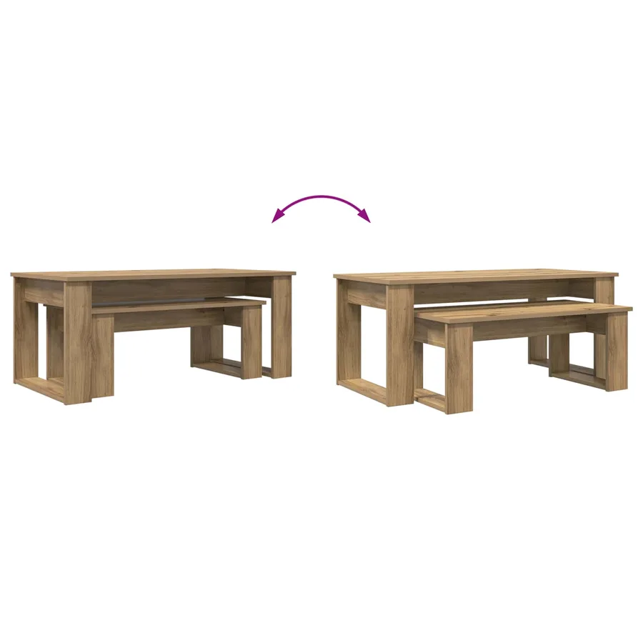 Ensemble de tables basses 2 pcs Chêne artisanal - 12