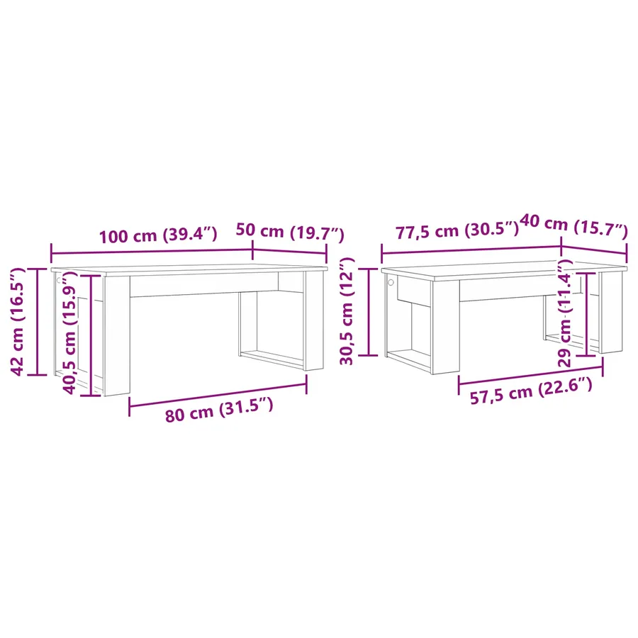Ensemble de tables basses 2 pcs Chêne artisanal - 16